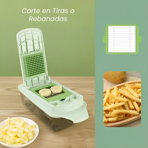 Cortador de Verduras Dicer 3 en 1 Hiperware Corta Cubos y Tiras Color Verde