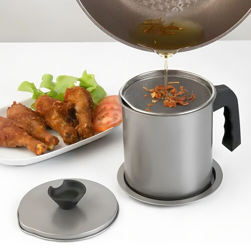 Dispensador y Colador de Aceite de Cocina Hiperware de 1.4L Color Gris.