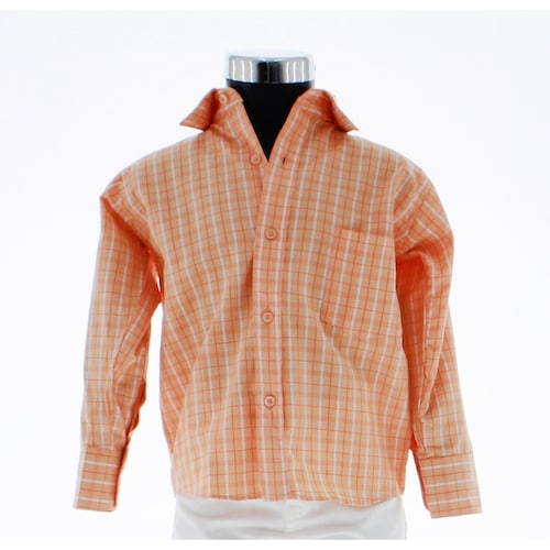 Camisa De Vestir Niño Color Naranja Cuadros 3664 2 A 18 Años