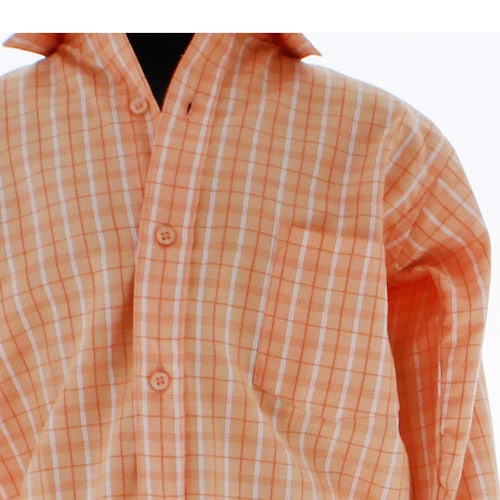 Camisa De Vestir Niño Color Naranja Cuadros 3664 2 A 18 Años