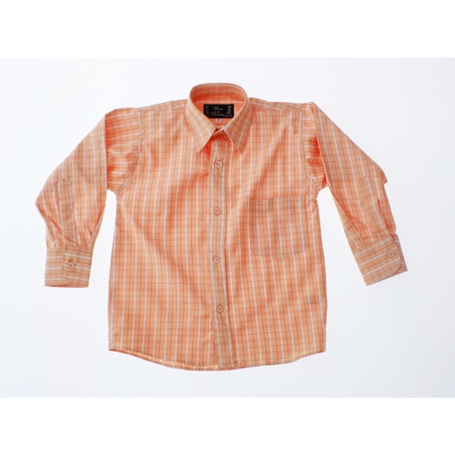 Camisa De Vestir Niño Color Naranja Cuadros 3664 2 A 18 Años