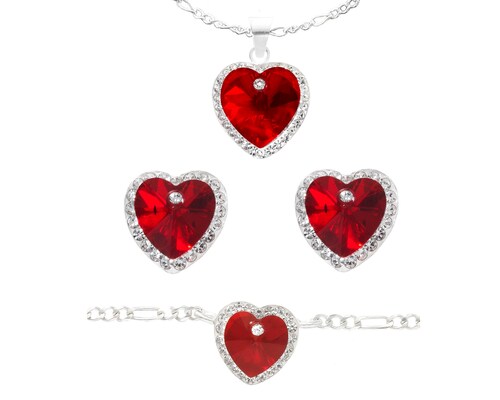 Juego/Set Plata 925 Horoz Corazón rojo SP803.