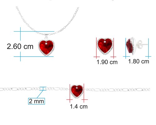 Juego/Set Plata 925 Horoz Corazón rojo SP803.