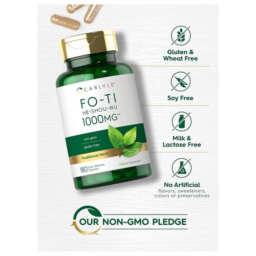 CARLYLE FO-TI 1000MG 180 CÁPSULAS RAÍZ DE HE-SHOU-WU.