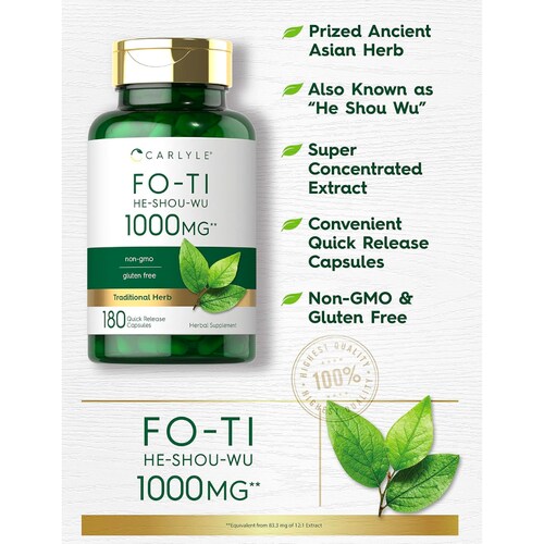 CARLYLE FO-TI 1000MG 180 CÁPSULAS RAÍZ DE HE-SHOU-WU.