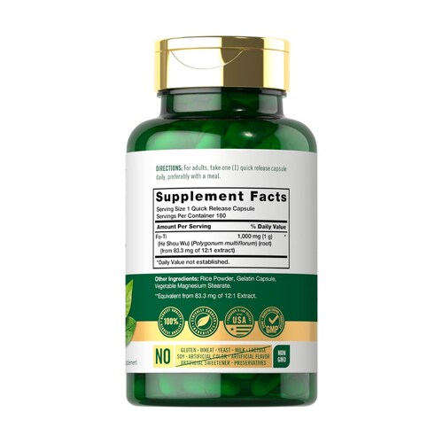 CARLYLE FO-TI 1000MG 180 CÁPSULAS RAÍZ DE HE-SHOU-WU.