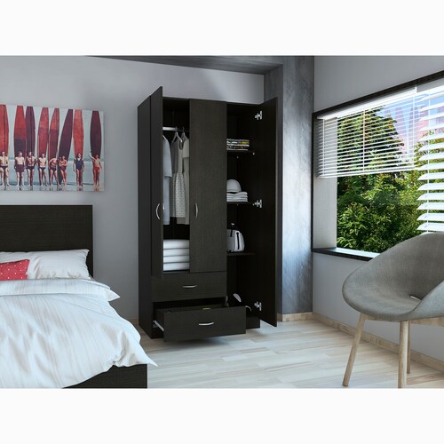 CLOSET ARMABLE MODELO AUSTRAL 3 PUERTAS COLOR CHOCOLATE   .