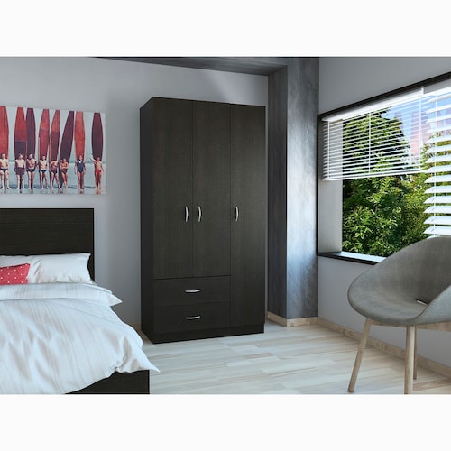CLOSET ARMABLE MODELO AUSTRAL 3 PUERTAS COLOR CHOCOLATE   .