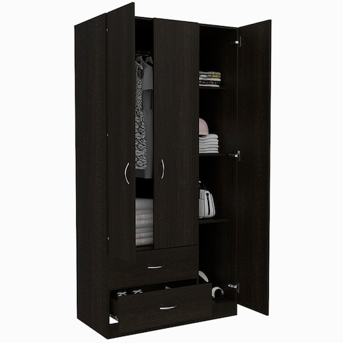 CLOSET ARMABLE MODELO AUSTRAL 3 PUERTAS COLOR CHOCOLATE   .