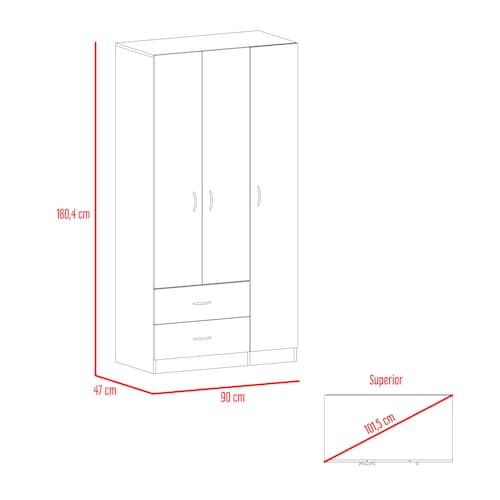 CLOSET ARMABLE MODELO AUSTRAL 3 PUERTAS COLOR CHOCOLATE   .