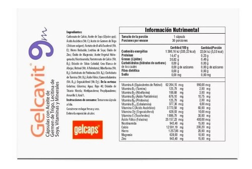 Gelcavit 9 Meses Con 30 Cápsulas Pharmacaps
