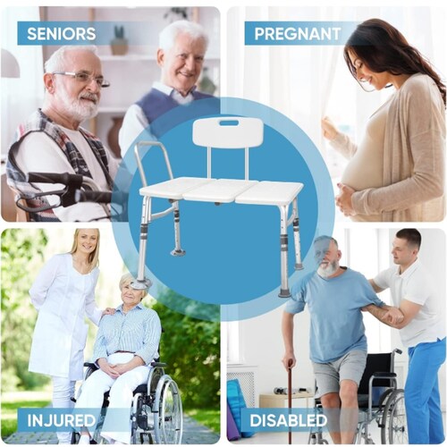 Silla banca ducha respaldo apoyo de brazo ajustable portátil 