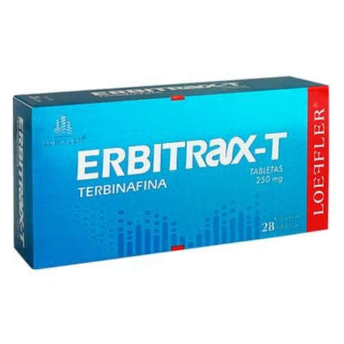 Tratamiento Medicamento Antimicótico Hongos Pie de Atleta Erbitrax-T Terbinafina 1 Caja con 28 Pastillas.