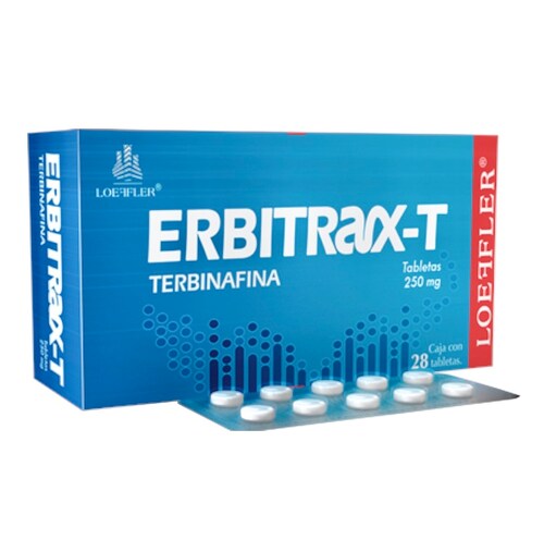 Tratamiento Medicamento Antimicótico Hongos Pie de Atleta Erbitrax-T Terbinafina 1 Caja con 28 Pastillas.