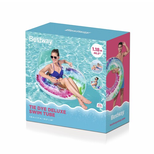 Inflable Salvavidas Tie Dye Con Porta Vaso Para Alberca