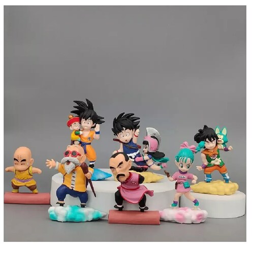 Kit 7 Figuras Piezas Juguetes Muñecos Dragon Ball Goku, Vegeta, Milk, Krilin, Yamcha, Maestro Roshi, Tao Pai Pai