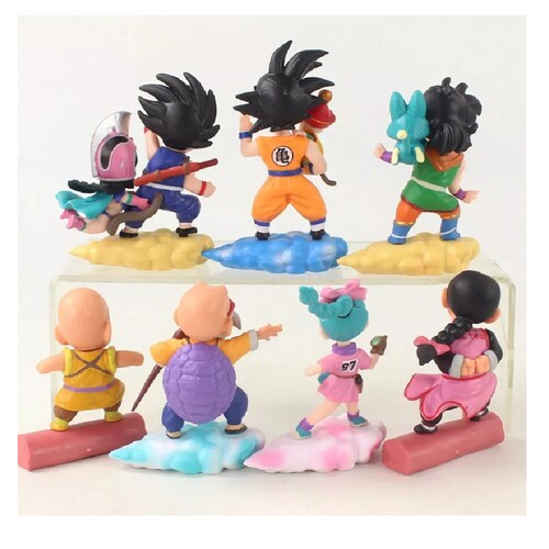 Kit 7 Figuras Piezas Juguetes Muñecos Dragon Ball Goku, Vegeta, Milk, Krilin, Yamcha, Maestro Roshi, Tao Pai Pai