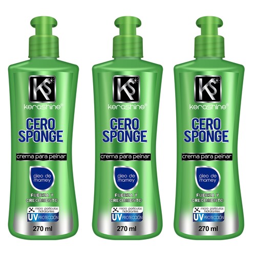 kerashine crema para peinar cero sponge 270 3 pz