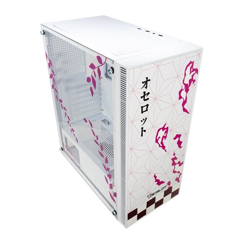 Gabinete Ocelot Gaming OC-DEMON HANAMI, E-ATX, Cristal Templado, incluye 3 Ventiladores ARGB, sin Fuente, Blanco.