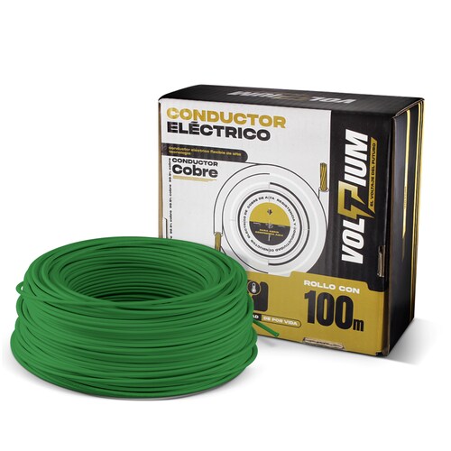 Cable Eléctrico Voltium Thw-ls / Thhw-ls, Calibre 10 Verde 100% Cobre 100m
