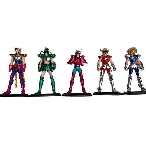 Kit de 5 Figuras Caballeros de Bronce Seiya Hyoga Shiryu Ikki Shun Caballeros Del Zodiaco