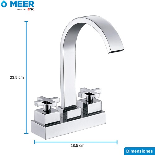 MEER Faucets by CNX | Mezcladora para Lavabo de Baño, Grifo para Lavabo de Baño Cromado, Llave Mezcladora para Baño de Acero Inoxidable, Zinc y Latón.