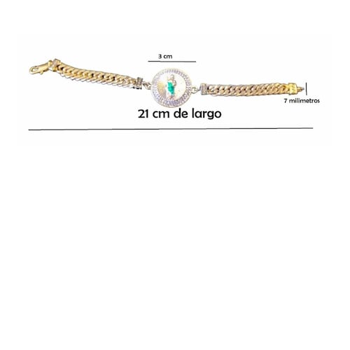 Esclava/Pulsera San Judas Tadeo de oro laminado de 18 kilates, medalla redonda