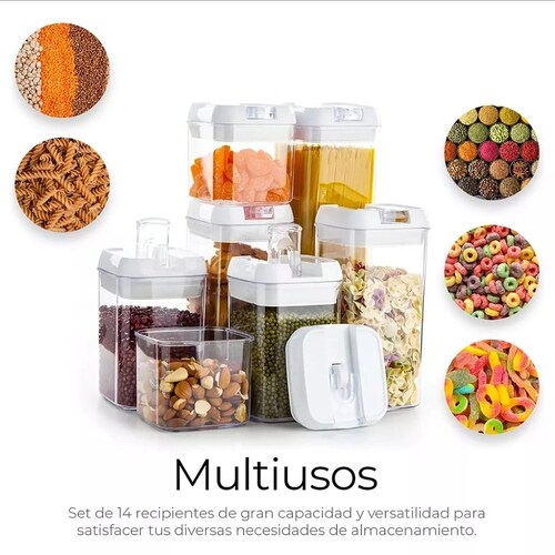 Recipientes Herméticos De Almacenamiento De Cocina Set 14 Pz