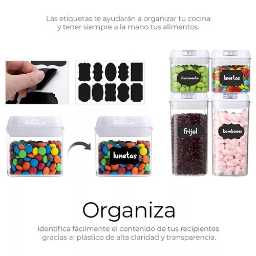 Recipientes Herméticos De Almacenamiento De Cocina Set 14 Pz