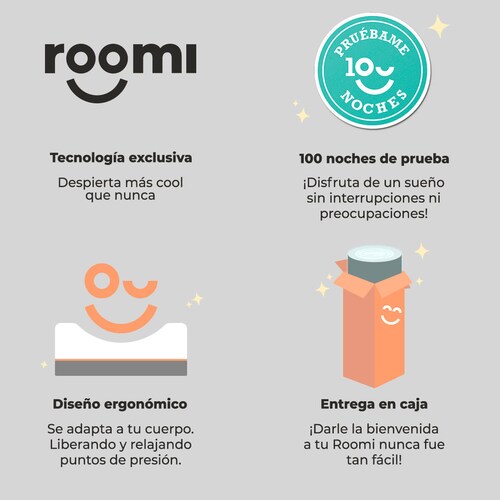 Colchón Queen Size En Caja Roomi Freedom, Tecnología Latex Feel Hyper Soft, Confort Medio