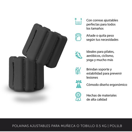 Set de 2 Polainas 1/2 LB  C/U Para Muñeca y/o Tobillo Ayara POL1LB