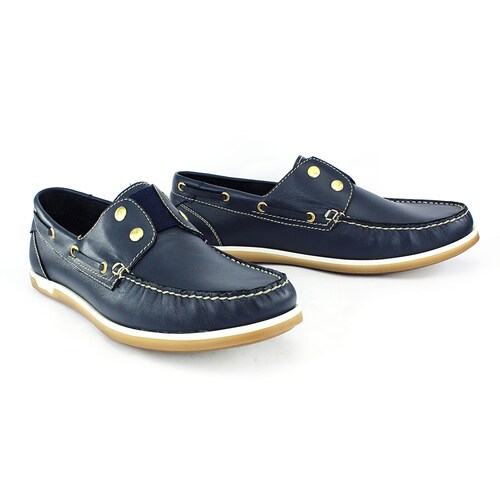 Top Sider Mocasín Marinero cómodo con Resorte en el Empeine Color Azul.
