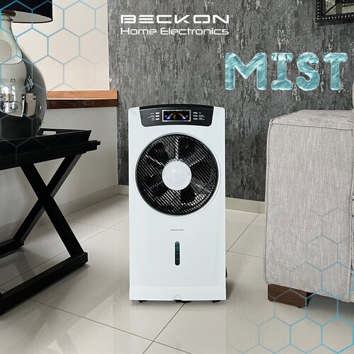 Ventilador hogar Humidificador misting fan Rociador Nebulizador Brisa Agua 80cm Ionizador Purificador de aire Silencioso con Control remoto Beckon.