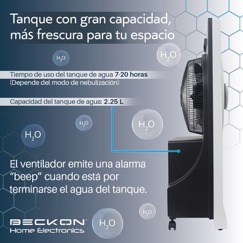 Ventilador hogar Humidificador misting fan Rociador Nebulizador Brisa Agua 80cm Ionizador Purificador de aire Silencioso con Control remoto Beckon.