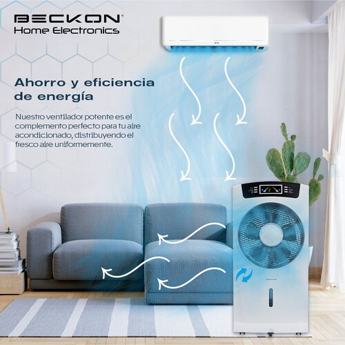 Ventilador hogar Humidificador misting fan Rociador Nebulizador Brisa Agua 80cm Ionizador Purificador de aire Silencioso con Control remoto Beckon.