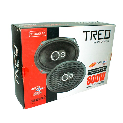 Par de bocinas coaxiales de 6x9" 3 Vías Treo STUDIO 69 80Watts RMS.