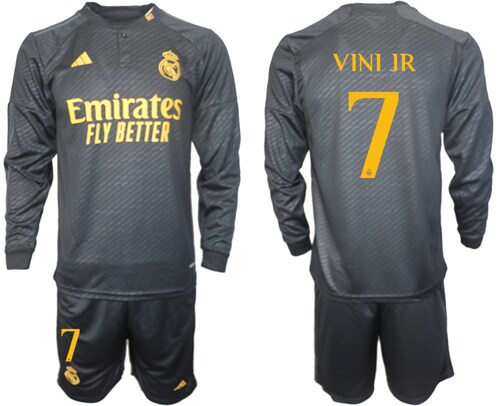 Nuevo! Jersey Real Madrid 2023/2024 Tercero Negro Manga Larga Vinicius Jr 7 Talla L.
