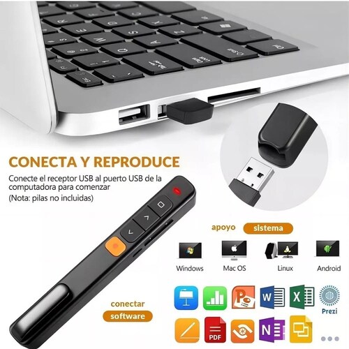 Apuntador Presentador Láser Inalámbrico Usb Recargable