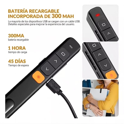 Apuntador Presentador Láser Inalámbrico Usb Recargable