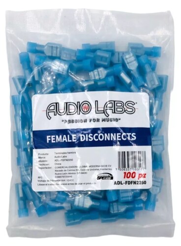 Zapata Forrada Audio Labs ADL-FDFN2250 Nylon Calibre 16-14 color azul 100 Pz.