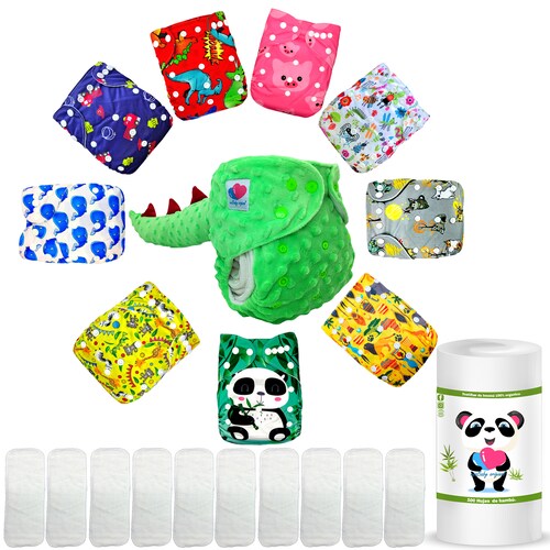 Pañal de tela reutilizable ecologico para bebes unitalla con rollo de papel bambu ecobaby original