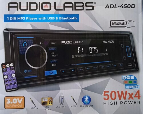Estereo de 1 din Detach Audio Labs ADL-450D MP3 y BT.