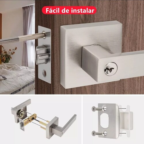 Cerradura Manija Negra Cuadrada Puerta Recamara O Principal