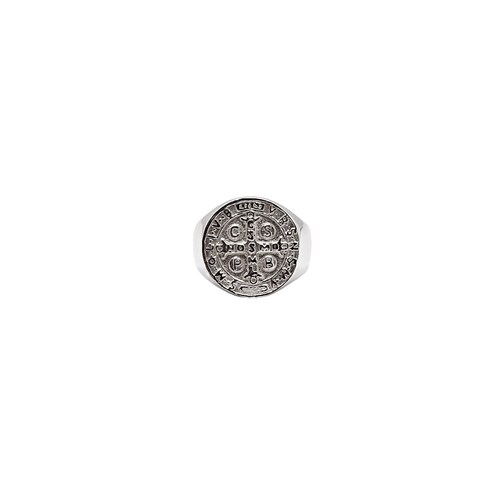 Anillo San Benito Plata .925 Hombre Medalla Cruz.