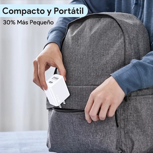Cargador Carga Rápida con Salida Dual Usb+c 20w Compatible con Iphone/Samsung/Motorola 1hora Gar161