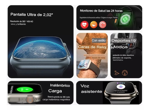 Reloj Inteligente S300 Ultra 2  para hombre, pantalla Circular Amoled 2.2HD, ECG, Incluye 7 Pulseras, funda protectora y  Audifonos