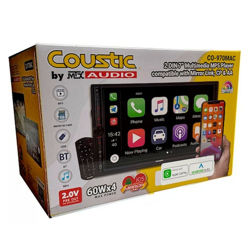 Estéreo 2 DIN Coustic CO-970MAC De 7 PulG MP5 CarPlay 50WX4.