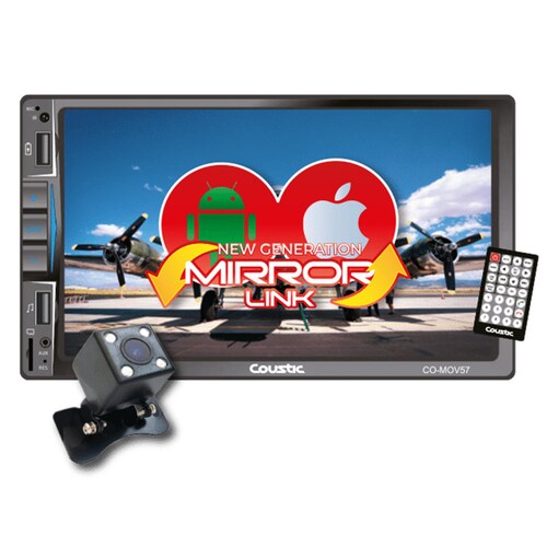 Estéreo 2 DIN Coustic CO-MOV57 Bluetooth USB AUX Mirror Link + Cámara De Reversa.