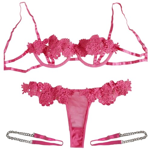 Conjunto de lencería de encaje floral