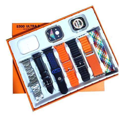 Reloj Inteligente S300 Ultra 2  para hombre, pantalla Circular Amoled 2.2HD, ECG, Incluye 7 Pulseras, funda protectora y  Audifonos